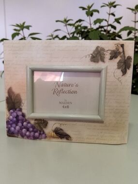 10 / $10 New Malden Purple and Cream Grape Motif Decorative Photo Frame
